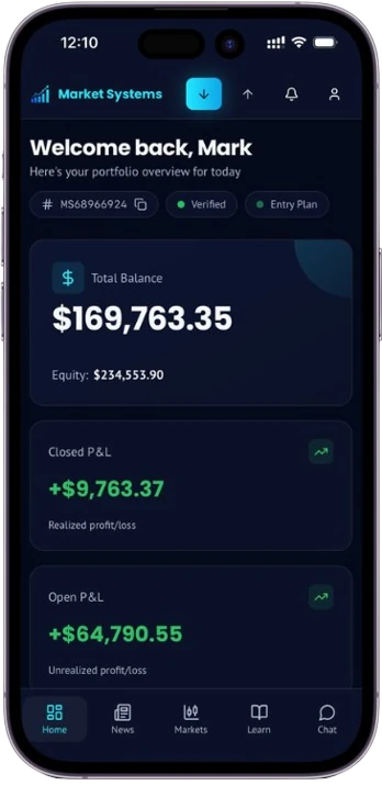 Market Systems platform screenshot on phone